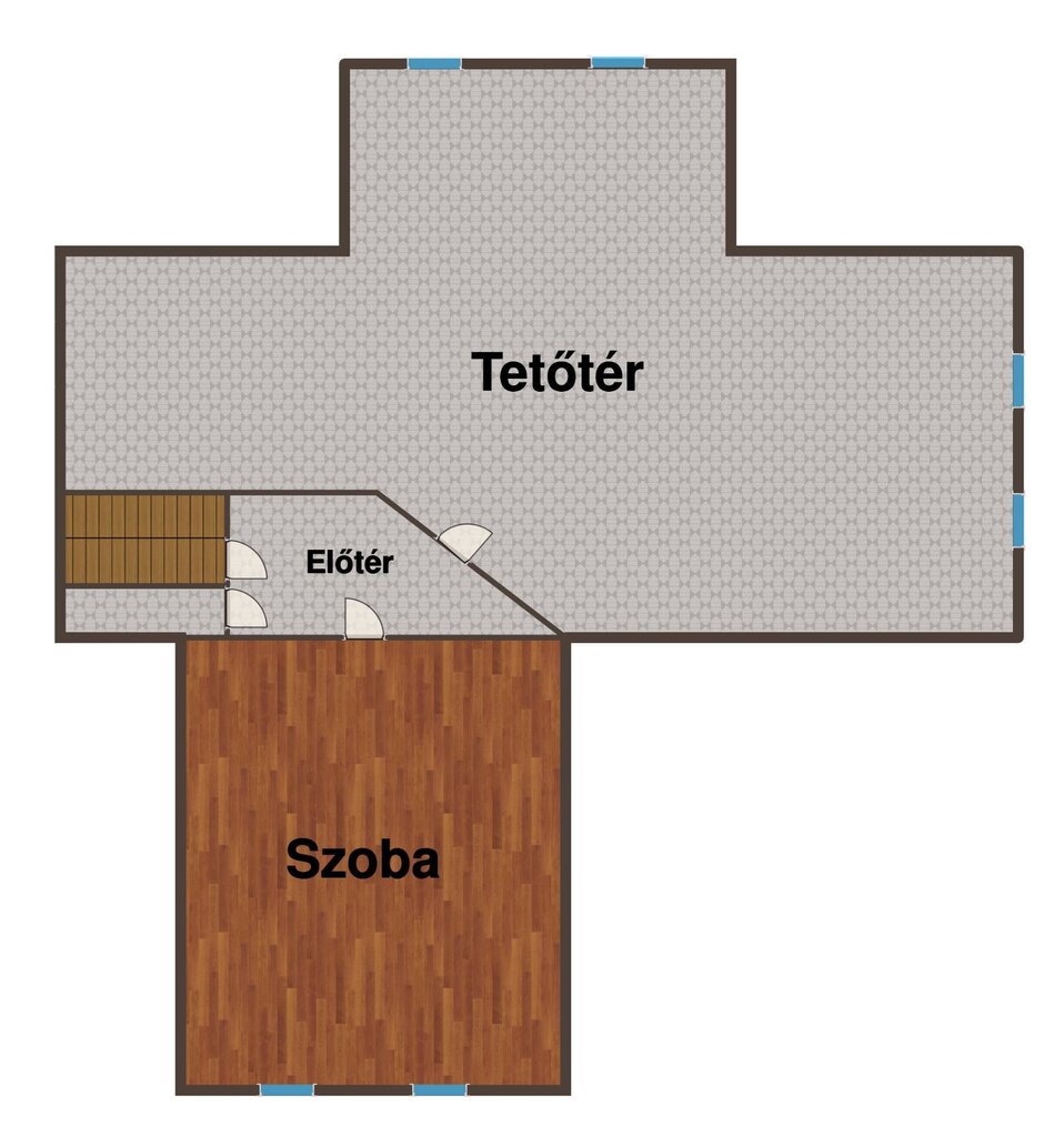 A tetőtér elrendezését bemutató alaprajza